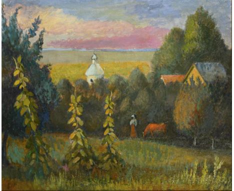                     SELSKI,             R.(* 1947)    Dorflandschaft am Schwarzen MeerÖl/Leinwand. Links unten monogrammiert.