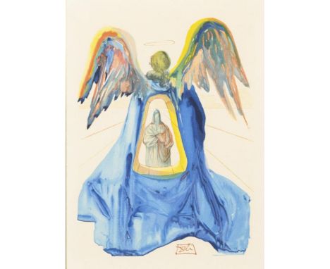                     DALI,             Salvador(1904 Figueres - 1989 Figueres)    "Der geläuterte Dante"Farbholzstich auf BFK-