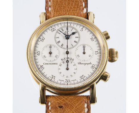  Armbanduhr-Chronograph Kairos in GoldCHRONOSWISS. Referenz-Nr. CH 7221. 750er Gelbgold (18 ct). ø 38 mm. 90 Gramm. Limitiert