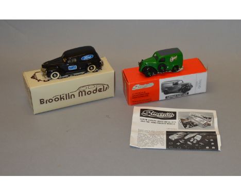 2 boxed white metal Delivery Van models in 1:43 scale, a Brooklin #9 1940 Ford Sedan Van 'Ford' and a Somerville Fordson 5cwt