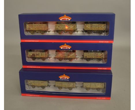 OO Gauge. 3 boxed Bachmann Wagon sets each containing heavily weathered BR grey Mineral wagons, including 37-235Z a pack of s