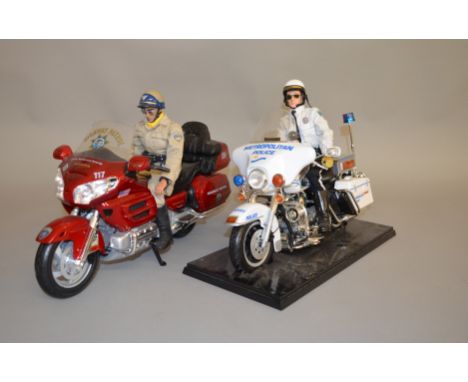 Two unboxed Police Motorcycle models in 1:6 scale, a Honda Gold Wing 'Highway Patrol' and a Harley Davidson 'Metropolitan Pol