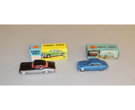 2 vintage boxed Corgi Toys: #208 Jaguar 2.4l Saloon with instructions and #224 Bentley Continental Sports Saloon, overall app