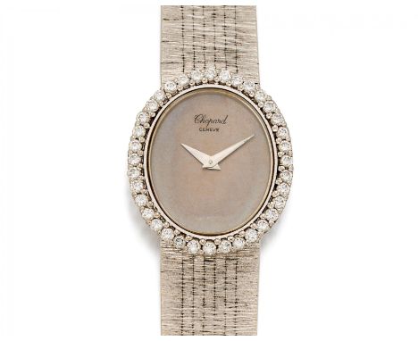 CHOPARDSchmuckuhr. Herkunft: Schweiz, Genf. Werk: Handaufzug, Cal. 846. Gehäuse/Armband: 750/- Weißgold, Milanaisearmband, Zf