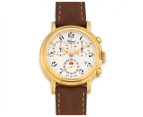 CHOPARDMille Miglia. Art der Uhr: Chronograph. Herkunft: Schweiz, Genf. Werk: Cal. ETA 251262. Gehäuse/Armband: 750/- Gelbgol