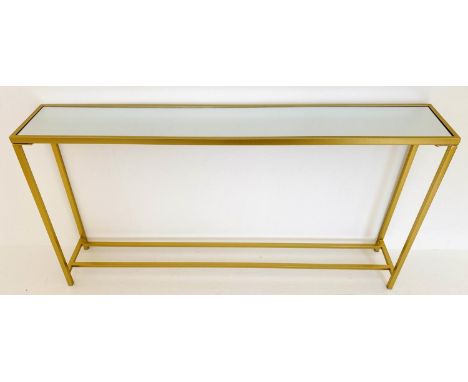 CONSOLE TABLE, 79cm x 152cm x 25cm, contemporary, gilt metal. 