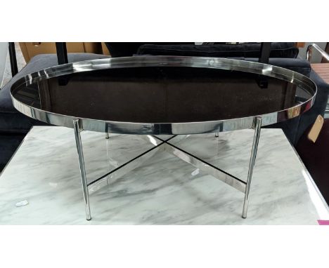 LOW TABLE, 110cm x 61cm x 40cm Bauhaus style, smoked glass top 