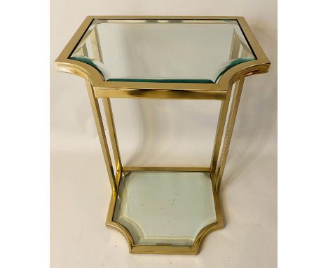 MARTINI TABLE, 60cms x 40cms x 53cms, gilt metal, bevelled glass. 