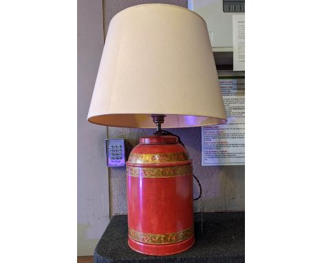 TOLEWARE STYLE TABLE LAMP, 70cm H, with shade. 