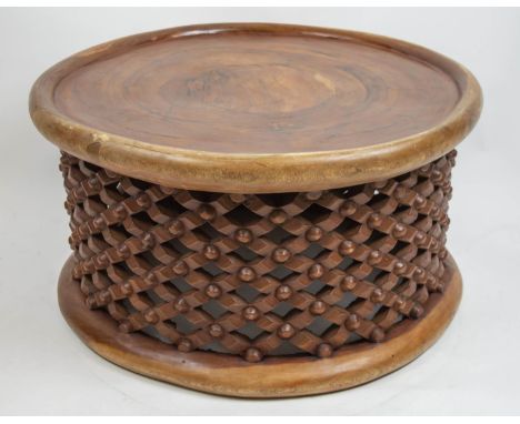 BAMILEKE STOOL/TABLE, from Cameroon, carved wood, 58cm diam x 43cm H. 