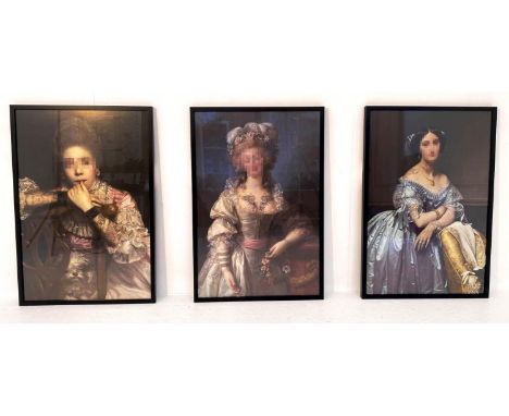 CLASSICAL TATTOED LAIDIES, a set of three, 114cm x 78cm, framed prints. (3) 