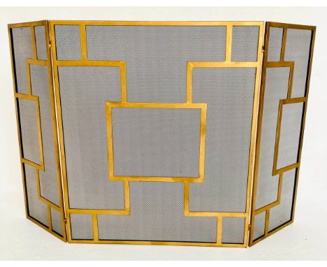 FIRE GUARD, 137cm x 84cm, Art Deco style, three fold design, gilt finish. 