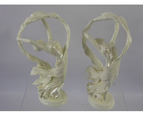 A Pair of Royal Worcester Dancing Figurines, marked "Spirit of the Dance", limited edition of 5000, one nr 3380, the other nr