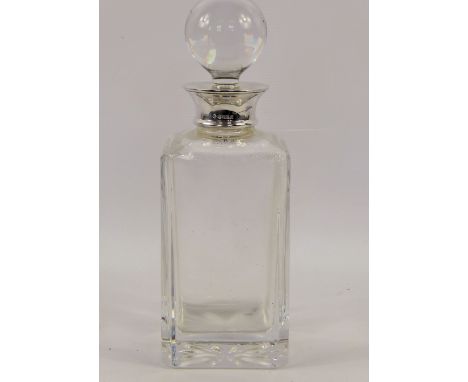 A Silver Collared Carr's Crystal Decanter, stamped 925.