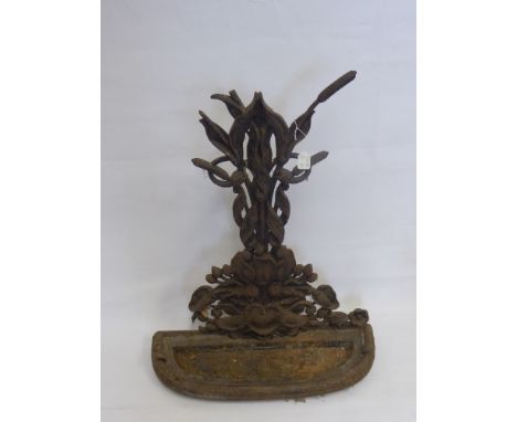 A 19th Century Cast Iron Umbrella Stand, with floral and bulrush design, kite mark to base, possibly Coalbrookdale, approx 54