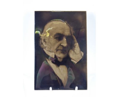 A Circa 1898 Sherwin & Cotton Sepia Toned Ceramic Tile, depicting William Gladstone, the image by H.S Mendelssohn approx 15 x