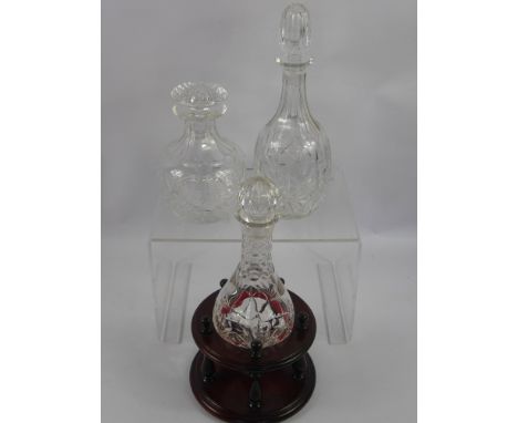 Miscellaneous Crystal Decanters, including Royal Brierley miniature decanter, Caithness Crystal Decanter in a wooden support 
