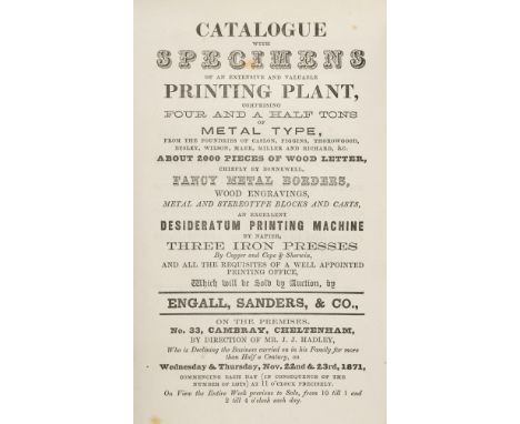 Type Auction. Catalogue with Specimens of an Extensive and Valuable Printing Plant, Comprising Four and a Half Tonnes of Meta