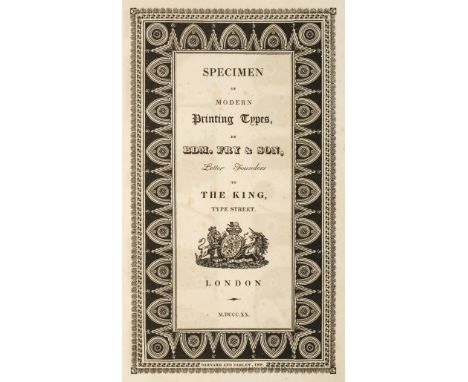 Type Specimen. Specimen of Modern Printing Types, by Edm[und] Fry &amp; Son, Letter Founders to the King, Type Street, printe