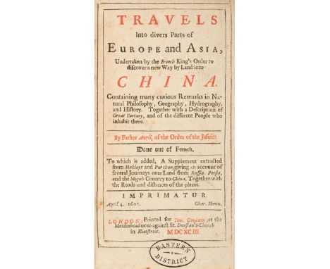 [Avril, Philippe]. Travels Into divers Parts of Europe and Asia, Undertaken by the French King's Order to discover a new Way 