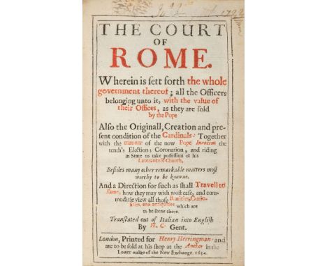 Lunadoro (Girolamo, &amp; Fioravante Martinelli). The Court of Rome. Wherein is sett forth the whole government thereof ... A