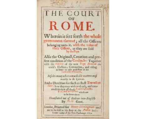 Lunadoro (Girolamo, &amp; Fioravante Martinelli). The Court of Rome. Wherein is sett forth the whole government thereof ... A