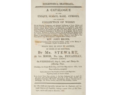 Auction Catalogue. Bibliotheca Brandiana. A Catalogue of the Unique, Scarce, Rare, Curious, and Numerous Collection of Works.