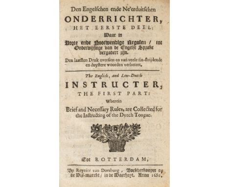 Hillenius (François). Den Engelschen ende Ne'erduitschen Onderrichter ... The English, and Low-Dutch Instructer, 5th edition,