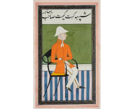 Company School. Two portraits of British gentlemen, India, circa 1820, gouache with pen and ink on wove paper, heightened wit