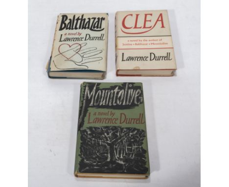 A first edition of Mountolive by Lawrence Durrell together with copies of Balthazar and Clea (later impressions) being three 