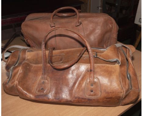 Two vintage leather holdalls
