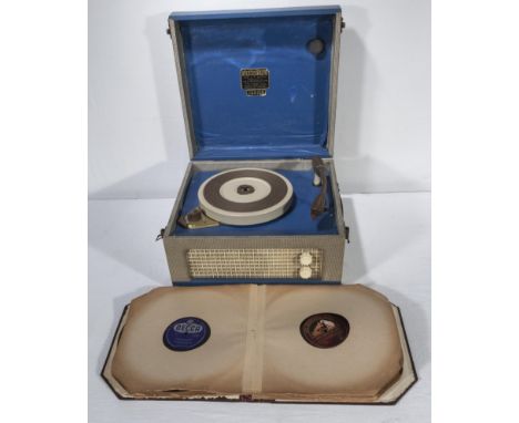 A vintage Dansette record player and records