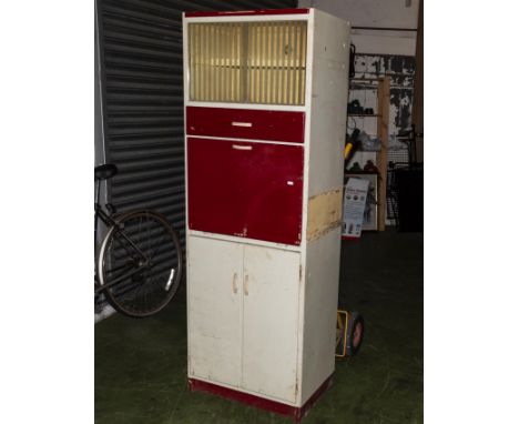 A vintage kitchen cabinet.