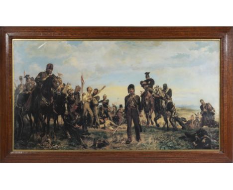 A framed print depicting the Battle of Balaclava