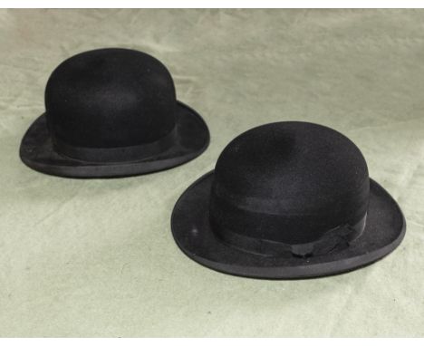 Two bowler hats makers names D M Dunlop North Bridge Edinburgh and R W Forsyth, Princess Street Edinburgh