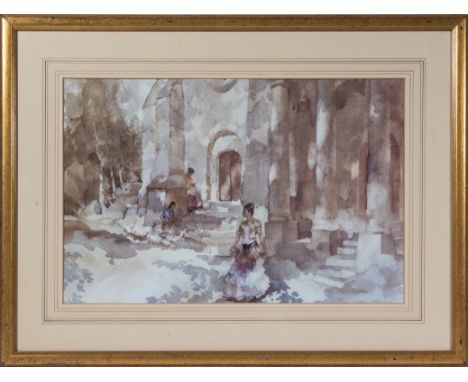 William Russell Flint - a framed print 'Gypsies Outside a Church'