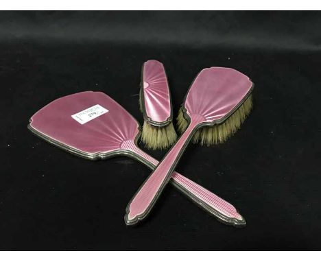 SILVER AND PINK ENAMEL VANITY SETtogether with one other vanity set