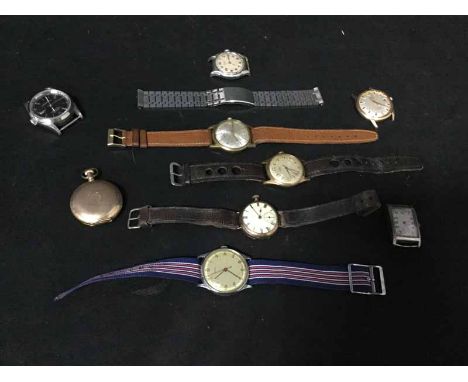 LOT OF VARIOUS VINTAGE WRIST WATCHES and a gilt cased fob watch