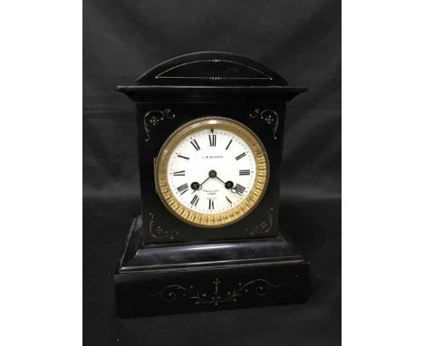 VICTORIAN BLACK SLATE MANTEL CLOCK