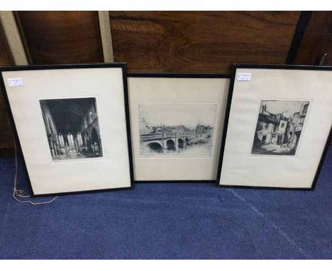 THREE ETCHINGS BY T PATERSONof architectural and street scenes 