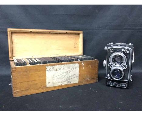 COLLECTION OF LANTERN SLIDES AND TWO ROLLEFLEX CAMERAS
