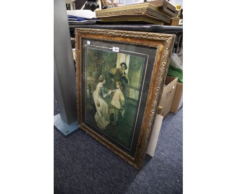 A PAIR OF EARLY 1900's REPRODUCTION COLOUR PRINTS, A WATERCOLOUR SIGNED D. HARGREAVES, AND A REPRODUCTION BLACK AND WHITE PRI