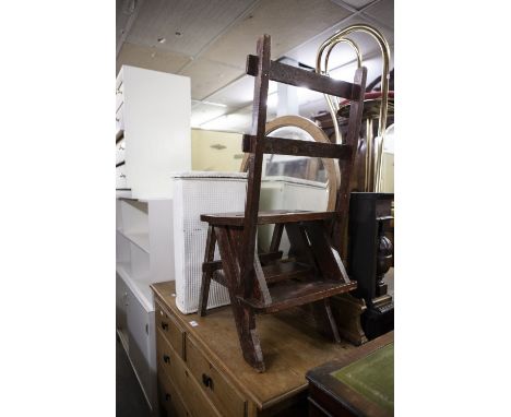 A LLOYD LOOM CORNER LINEN RECEIVER AND A CHILD'S FOLDING CHAIR/LADDER (2) 