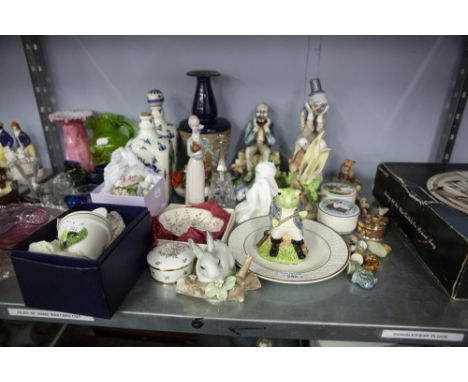 QUANTITY OF CERAMICS TO INCLUDE; LLADRO FIGURE OF A RABBIT, BESWICK LITTLE LIKEABLE'S  'FROG', BESWICK SPORTING CHARACTERS 'F