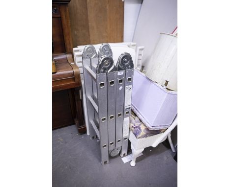 ALUMINIUM FOUR FOLD LADDER, 12' LONG EXTENDED 
