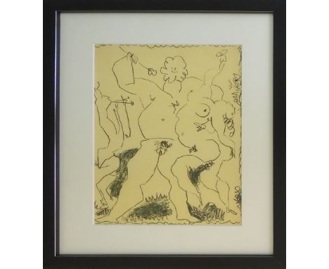 PABLO PICASSO, 'Satyr, Nymph and Bacchus', 1956, original lithograph, printed by Mourlot Frères, edition of 3000, 32cm x 24cm