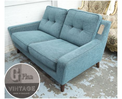 SOFA, G plan vintage range, blue, 154cm W x 79cm H x 93cm D. (with faults)