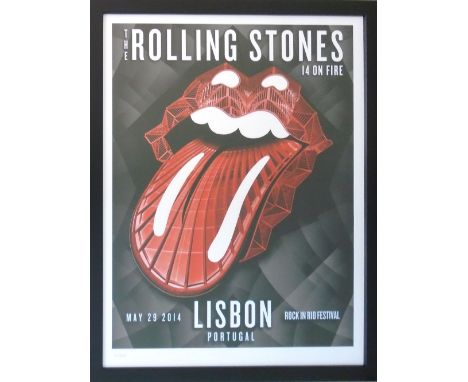 ROLLING STONES, limited edition lithograph 2/500, for Lisbon May 29th 2014, with tongue embossed logo, fro Rock in Rio Festiv