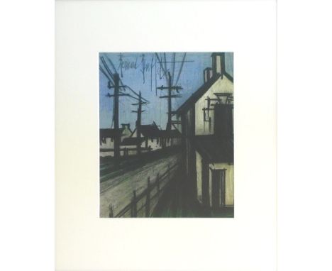 BERNARD BUFFET, 'La route du village', lithograph, signed in the plate upper left, 30cm x 24cm, framed and glazed.(Subject to