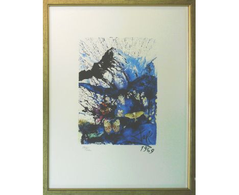 SALVADOR DALI, 'SNCF Les Alpes', lithograph on BFK Rives paper, with artist's blindstamp, signed in the plate, hand numbered 